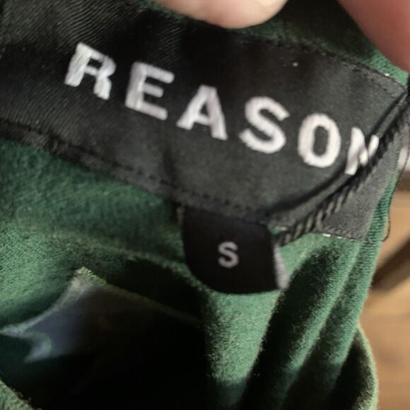 Reason Mens Small T-shirt Green Embroidered Back‎ Cotton Polyester - Picture 9 of 9